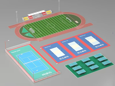 Spacious Badminton Hall Interior With Multiple Courts Seating Areas And Bright Lighting 3d model