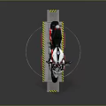 White And Red Modern Sport Motorcycle With Sleek Body Black Wheels On Display Stand