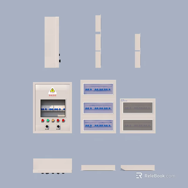 Electronic Control Panel System With Display Screen Warning Sign And Buttons 3d model