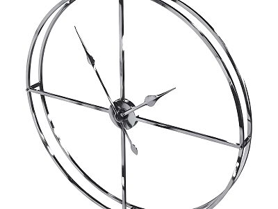 Modern Circular Metallic Wall Clock With Minimalist Design And Geometric Frame 3d model