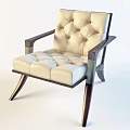 Modern Tufted White Leather Accent Chairs With Dark Wooden Arms And Legs