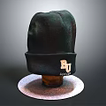 Dark Knit Beanie With BU Letter Patch And 50% Label Design