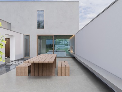 Modern Courtyard Villa Courtyard 3d model