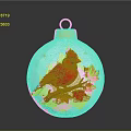 Christmas Ornament Featuring Red Cardinal Bird Maple Leaves On Transparent Sphere With Golden Hanger
