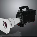 Professional Black Digital Video Camera With Large Lens Ergonomic Handle And Control Buttons