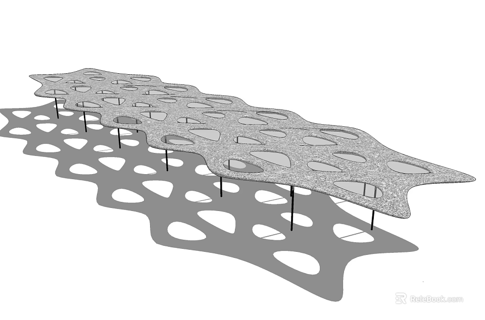 Modern Pergola With Wavy Hollow Structure And Slender Support Columns Design 3d model 