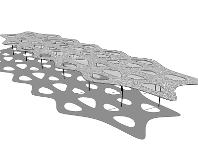 Modern Pergola With Wavy Hollow Structure And Slender Support Columns Design 3d model