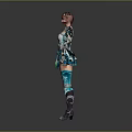 Game And Movie Character With Brown Short Hair Blue And White Outfit Armor Elements Fantasy Style
