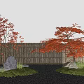 Maple Bamboo Fence Combination 3d model