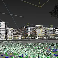 Modern School Building Architectural Design With Green Lawn Trees And Roads