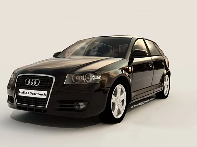Audi A3 Sportback Black Car With Modern Design And Silver Wheels 3d model