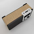 Modern Black And Wooden Radio Speaker With FM Function Time Display Buttons And Knob