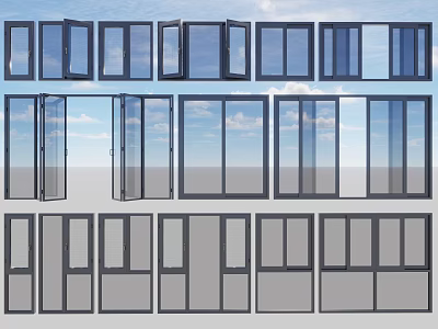Other Window Styles With Various Opening Designs And Blue Sky Background 3d model