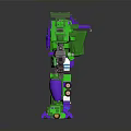 Green Purple Mechanical Robot With Shiny Armor And Standing Pose 3d model