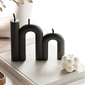 Stylish Decorative Ornament Set With Branches Black Vase Glassware Candles And Wooden Tray