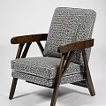 Modern Stylish Accent Chair With Wooden Arms Legs And Geometric Pattern Fabric