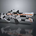 Modern Futuristic Gun With White Black Camouflage And Orange Accents