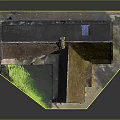 Traditional Brick Building Model Featuring Brown Mossy Roof Chimney And Green Lawn