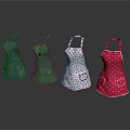 Colorful Kitchen Aprons with Polka Dots and Pockets in Blue Green White Red