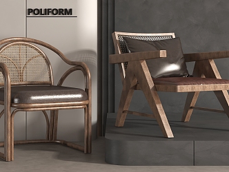 Solid Wood Chair Single Chair Leisure Chair Dining Chair Combination Wood 3d model