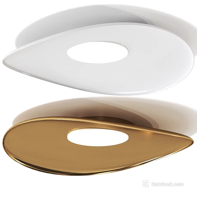 Modern White and Gold Teardrop Shaped Ceiling Lights with Circular Opening Design 3d model