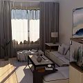 Modern Living Room Interior With Sofa Coffee Table Decorative Painting And Natural Light