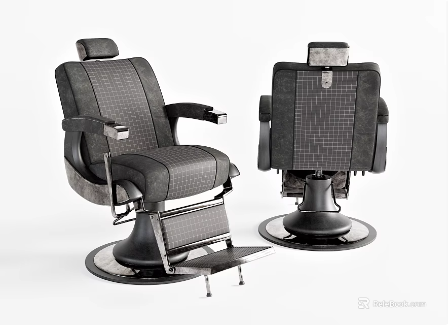 Modern Massage Chair With Gray Plaid Fabric Black Base And Comfortable Armrests 3d model 