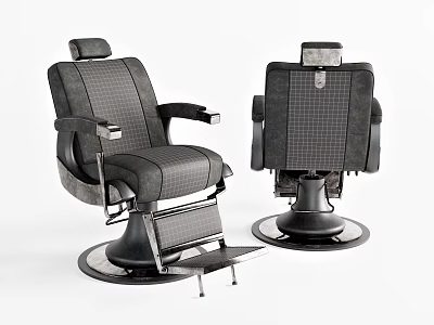 Modern Massage Chair With Gray Plaid Fabric Black Base And Comfortable Armrests 3d model