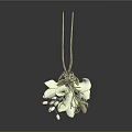 Stylish Flower Shaped Pendant With Gold Chain And White Green Petals Decorative Design