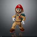 Mario Toy Figure With Red Hat Orange Outfit Green Backpack White Gloves And Brown Shoes