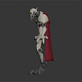 Mechanical Robot Character With White Body Red Cape And Metallic Joints Design