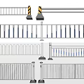 Different Styles Of Metal Fences With Safety Railings And Blue Accent Details
