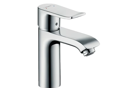 Modern Chrome Bathroom Faucet with Single Lever Handle and Sleek Contemporary Design 3d model