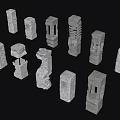 Various Decorative Outdoor Stone Lights with Unique Designs and Illuminated Details