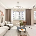 Modern Living And Dining Room Interior With Brown Chair Black Coffee Table And Green Plant