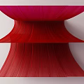 Red Layered Wavy Art Sculpture With Curved Structure And Modern Design