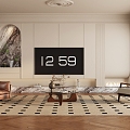 French Middle Style Living Room TV Wall 3d model