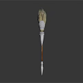 Medieval Decorative Spear With Silver Metal Head Wooden Shaft And Feather Accents