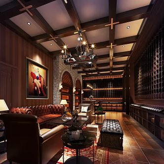 American Wine Cellar Wine Tasting Area Wine Cellar Recreation Area 3d model