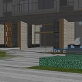 Modern Urban Residential Landscape Design With Trees Lawn Wooden Walkway And Geometric Features