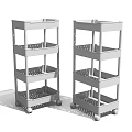 Practical Four-Tier Shelving Units With Wheels And Plastic Metal Storage Design