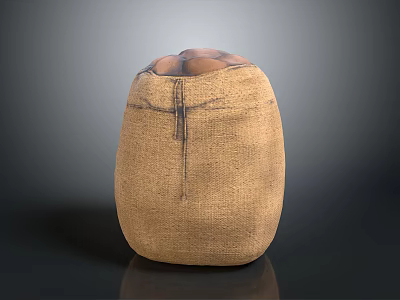Handmade Natural Burlap Container Holding Fresh Homemade Food Product with Brown Top 3d model