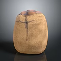 Handmade Natural Burlap Container Holding Fresh Homemade Food Product with Brown Top