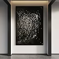 Abstract Wall Art with Black Background and White Spots in Modern Interior 3d model
