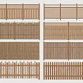 Chinese Fence Bamboo Fence Partition Wooden Railing 3d model