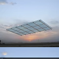 Transparent Grid Design Ceiling Light Illuminating Open Space Under Sunset Sky 3d model