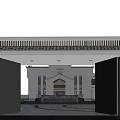 Modern Entrance Gate Design With Wooden Panels White Frame And Courtyard View