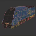 Blue Streamlined LNER Train Number 4468 On Dark Reflective Surface