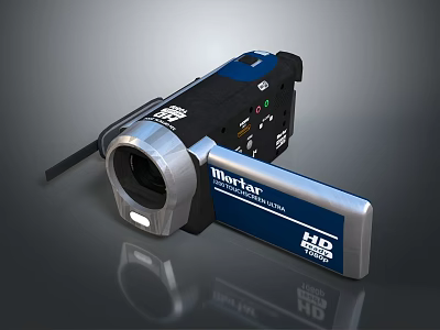 Next Gen Hi Def Digital Video Camera With Silver Blue Handheld Design 3d model