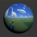 Relaxed Boy Lying on Green Grass With Dinosaur Shaped Clouds in Blue Sky